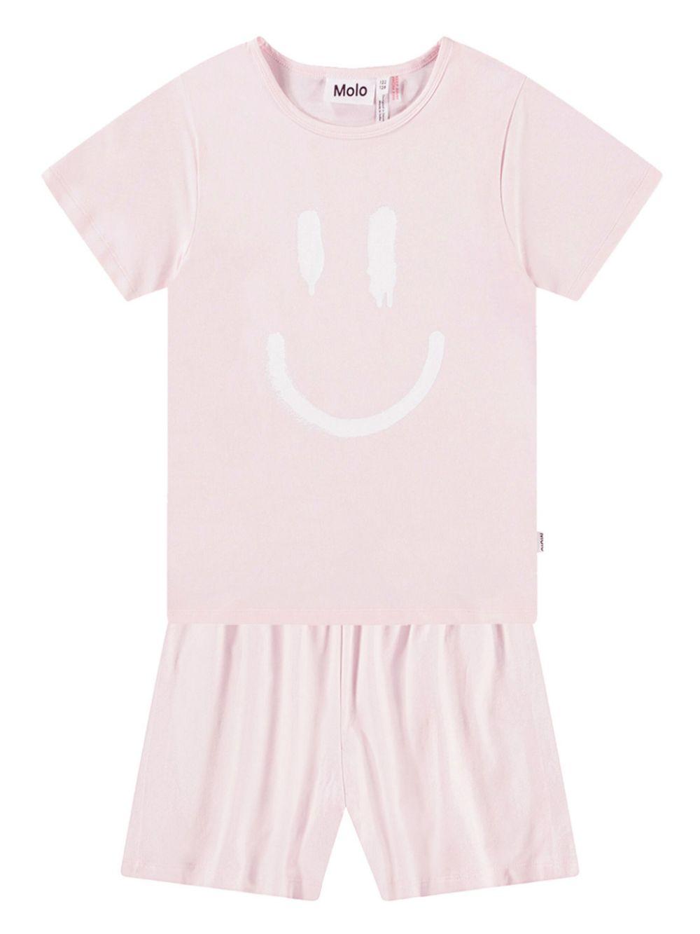Pigiama per bambina Molo Luvis rosa con stampa smiley 6S25R401 5463 MOLO 