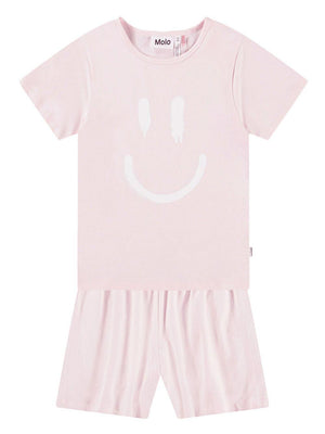Pigiama per bambina Molo Luvis rosa con stampa smiley