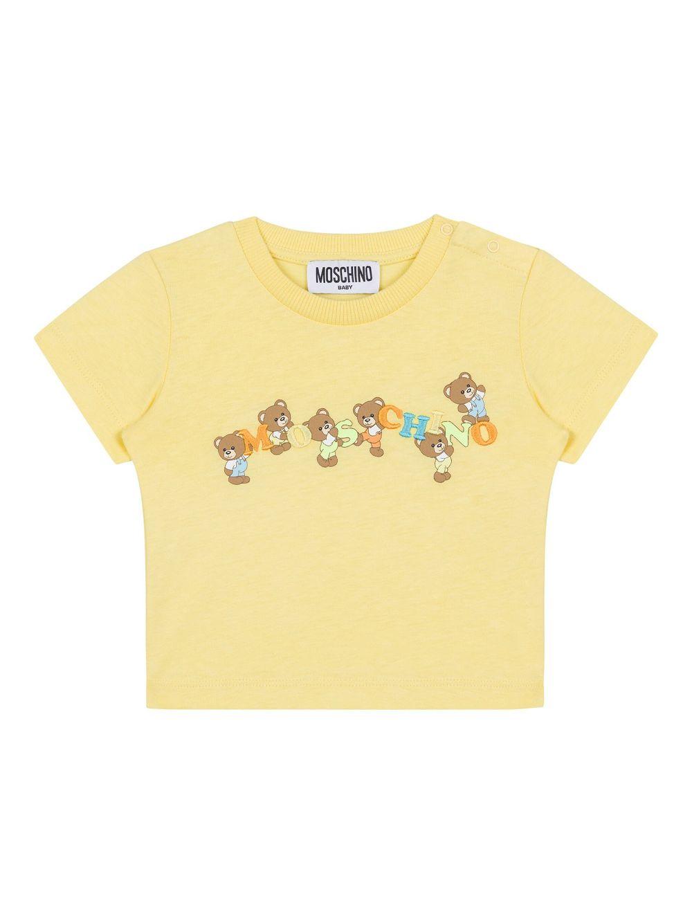 T-shirt per neonata Moschino Kids giallo con motivo Teddy Bear MUM047LAA02 51082 MOSCHINO KIDS 