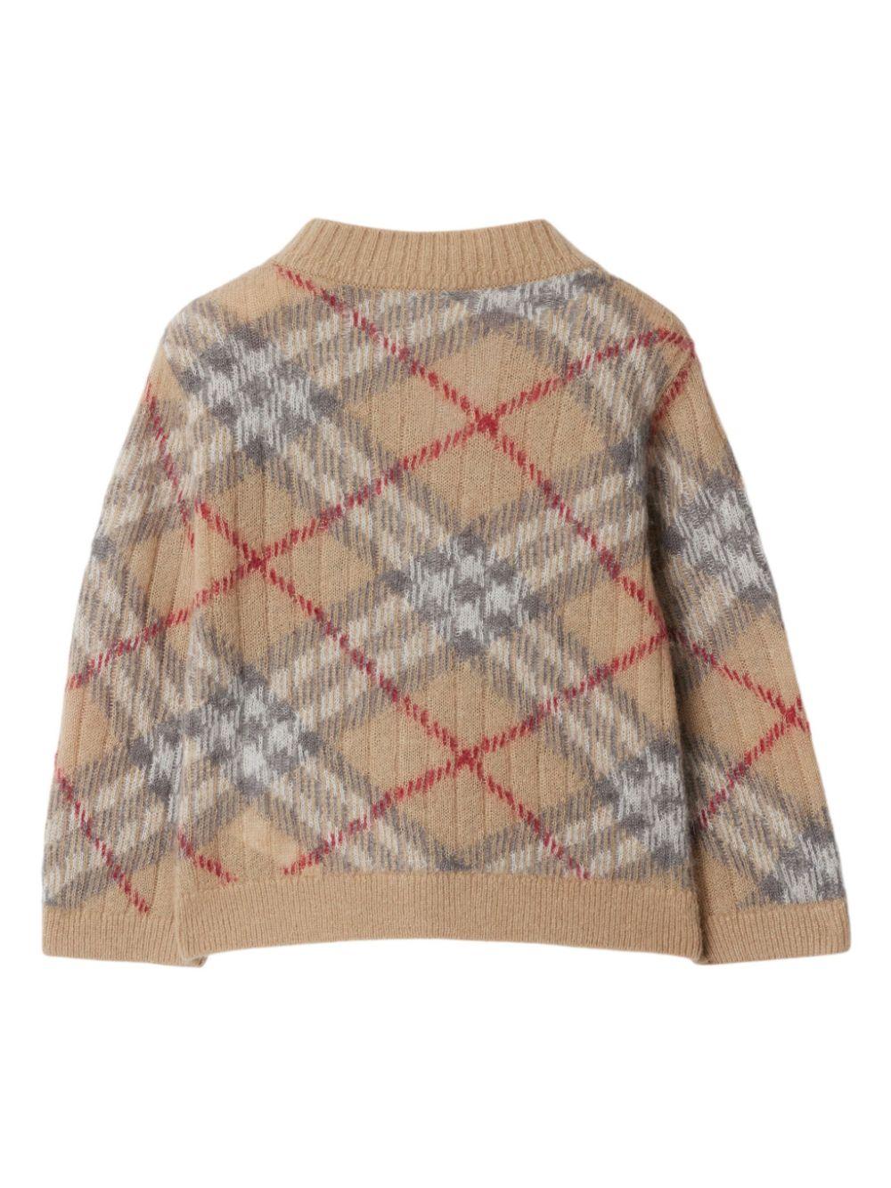 Cardigan con motivo Vintage Check per neonato Burberry Kids beige con maniche lunghe 8099866 A2205 BURBERRY KIDS 