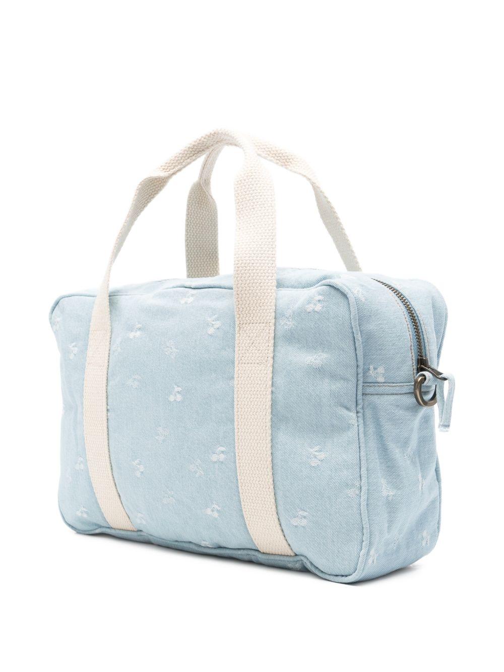 Borsa fasciatoio per neonati Bonpoint azzurra con logo ricamato all-over S06GBAW00011 610 BONPOINT 