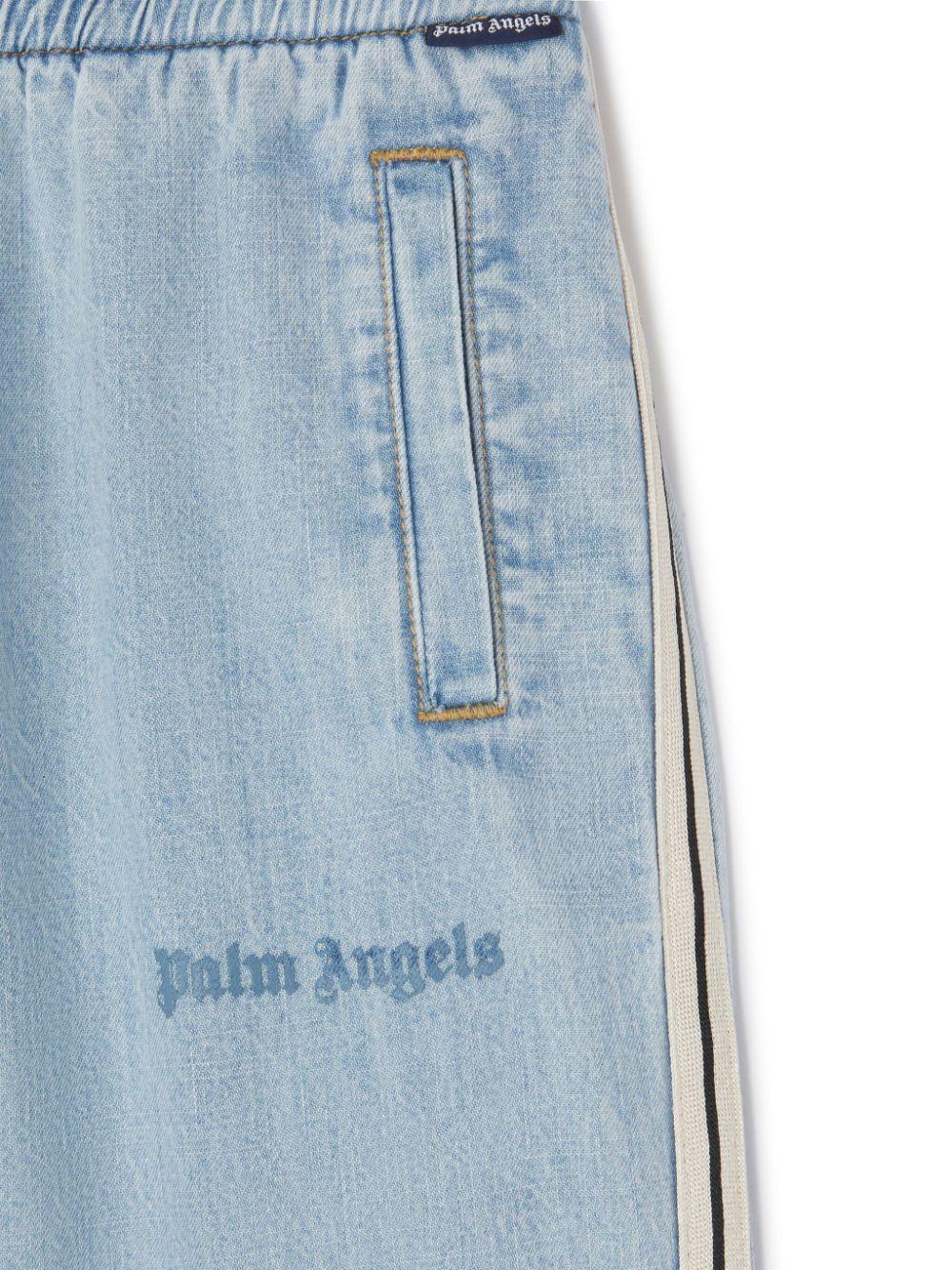 Pantaloni sportivi con logo per bambino Palm Angels Kids blu con dettaglio a righe PBYB006S25DEN001 4545 PALM ANGELS KIDS 