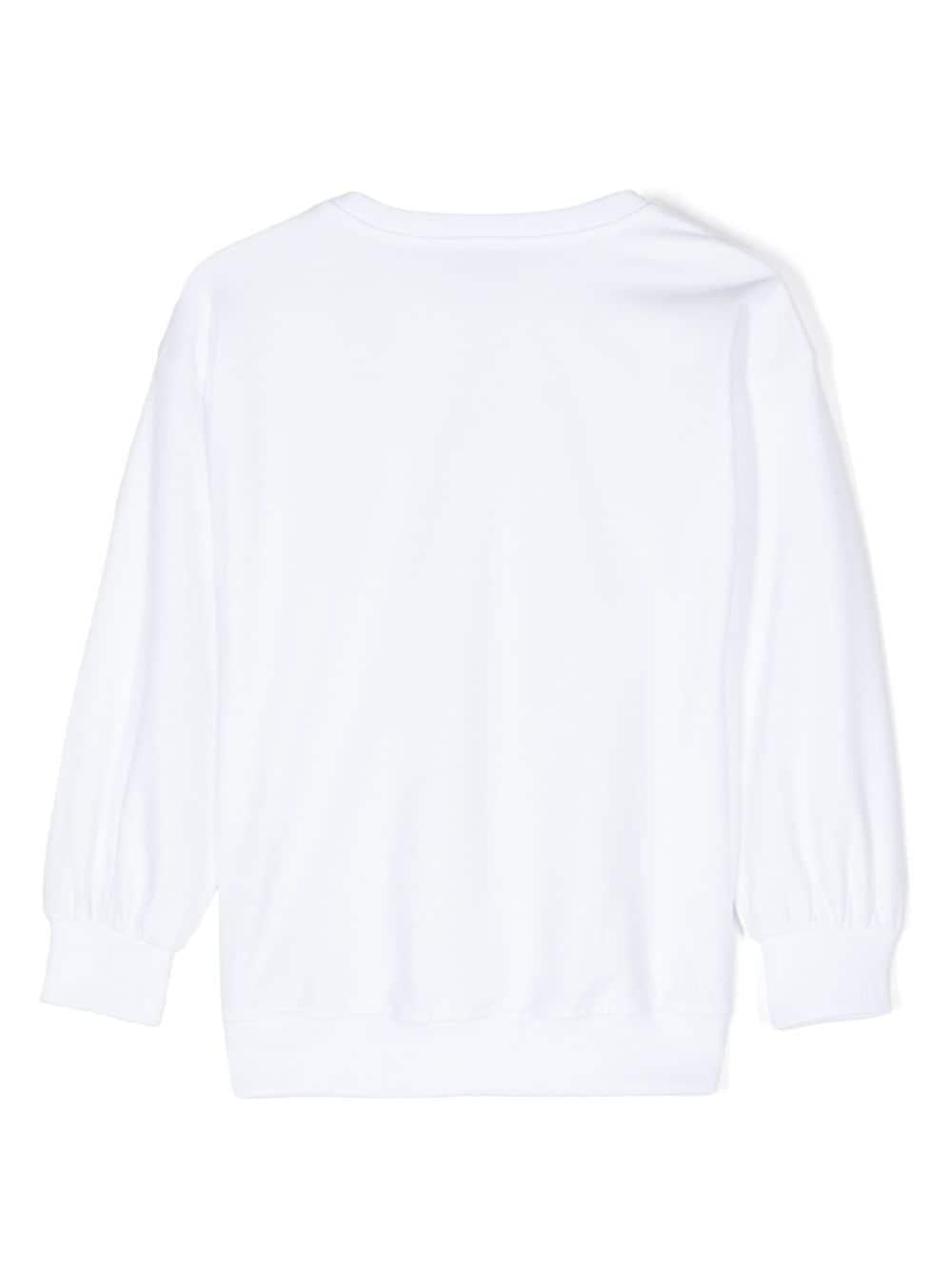 Felpa per bambina Moschino Kids bianco con stampa logo sul davanti HDF064LCA61 10101 MOSCHINO KIDS 