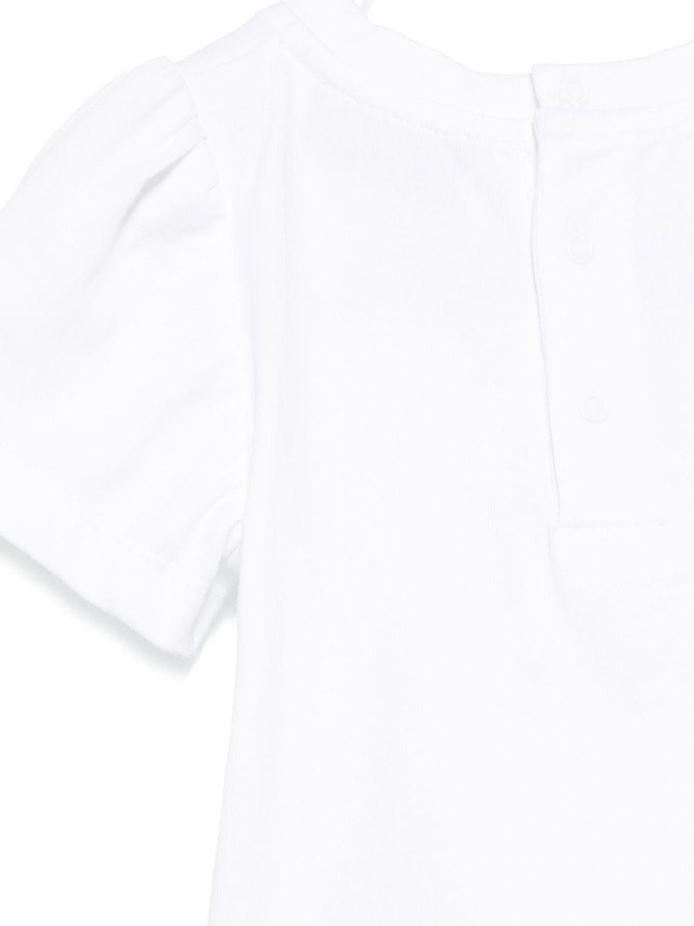 T-shirt con stampa per neonato Moschino Kids bianco con girocollo MDM03MLBA10 10101 MOSCHINO KIDS 