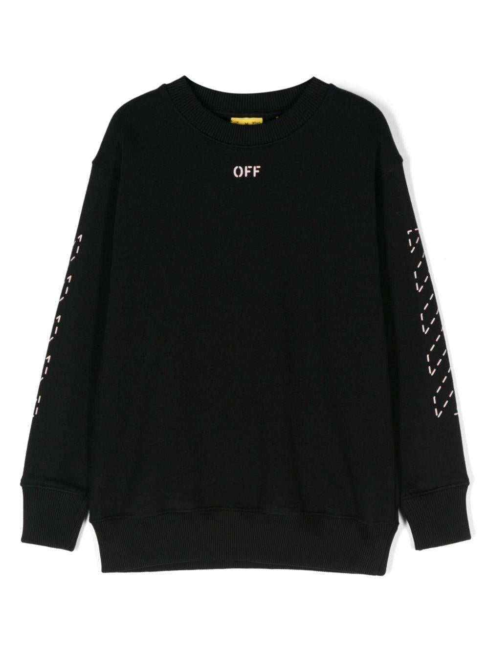Felpa Arrow per bambina Off-White Kids nero con maniche lunghe OGBA001F24FLE001 103C OFF WHITE KIDS 