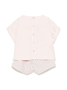 Set top e shorts a righe per neonata Il Gufo rosa con vita elasticizzata P25DP550R0004 304 IL GUFO 