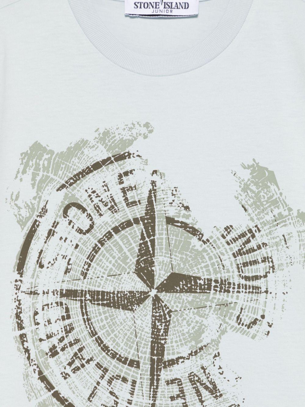 T-shirt con stampa per bambino Stone Island Junior azzurro con girocollo K1S162100010S0128 V0041 STONE ISLAND JUNIOR 