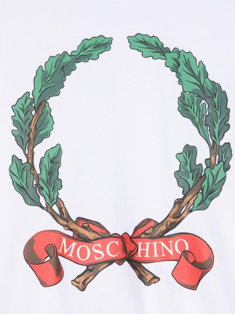 Felpa per bambina Moschino Kids bianco con stampa logo sul davanti HDF064LCA61 10101 MOSCHINO KIDS 