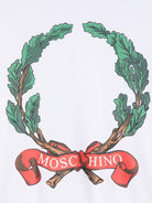 Felpa per bambina Moschino Kids bianco con stampa logo sul davanti HDF064LCA61 10101 MOSCHINO KIDS 