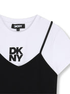 Abito per bambina DKNY Kids nero con stampa con logo D62599 09B DKNY 
