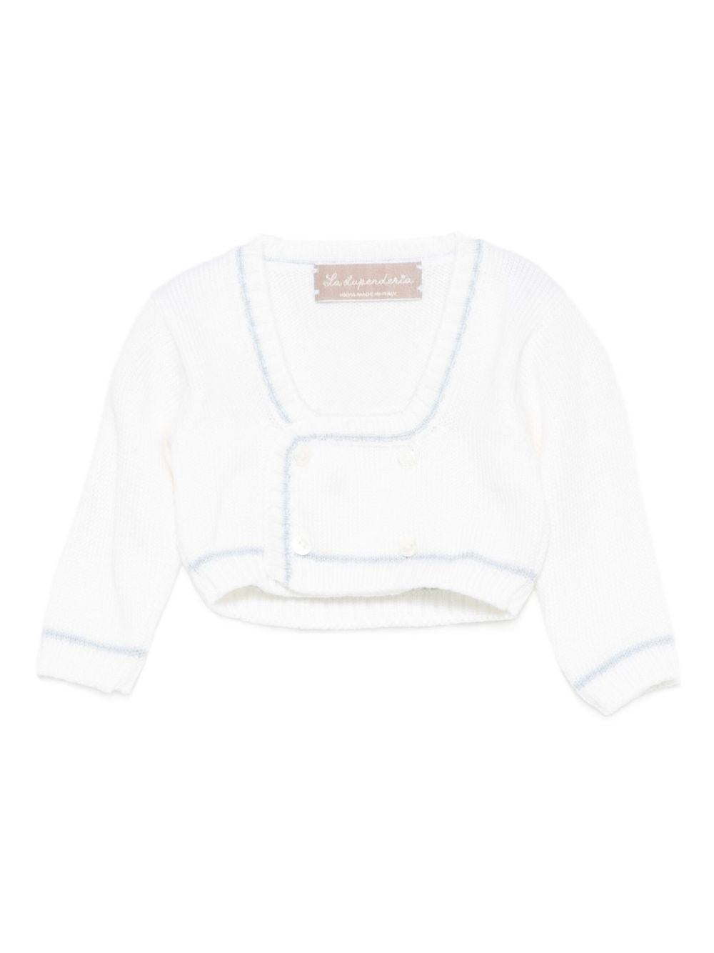 Cardigan per neonata La Stupenderia bianco con finiture a contrasto 1WBSC01 800-804 LA STUPENDERIA 