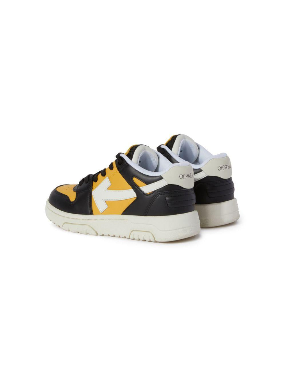 Sneakers Out Of Office per bambino Off-White Kids giallo con punta traforata OBIA011S25LEA001 1610 OFF WHITE KIDS 