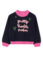 Maglione per bambina Billieblush blu con grafica "Pretty Trouble Maker" U21378 85T BILLIEBLUSH 