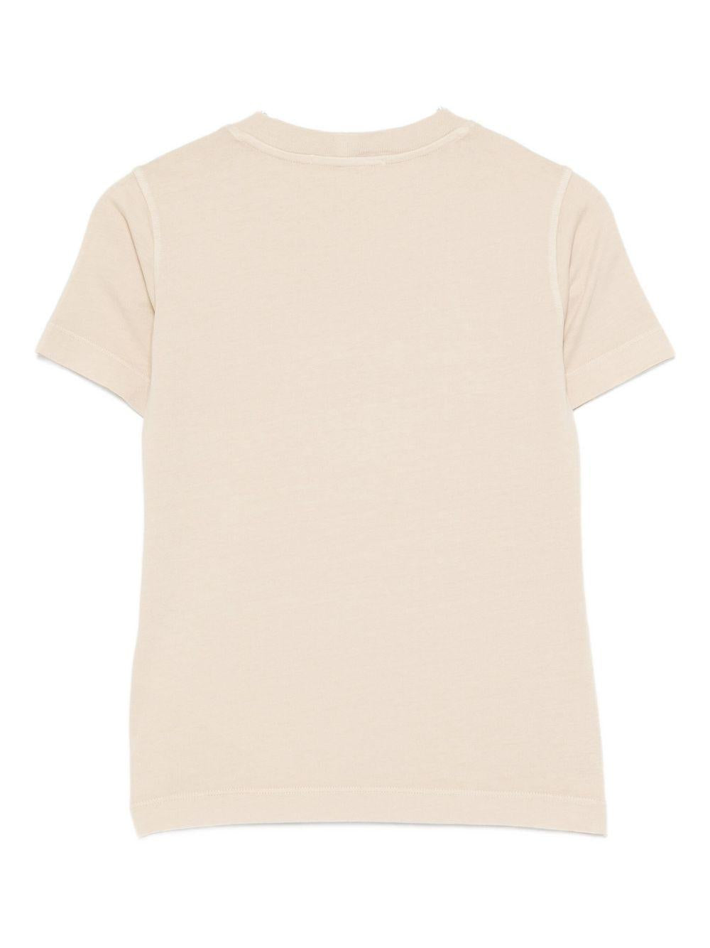 T-shirt per bambino Stone Island Junior beige con caratteristico logo sul davanti K2S162100008S0264 V0095 STONE ISLAND JUNIOR 