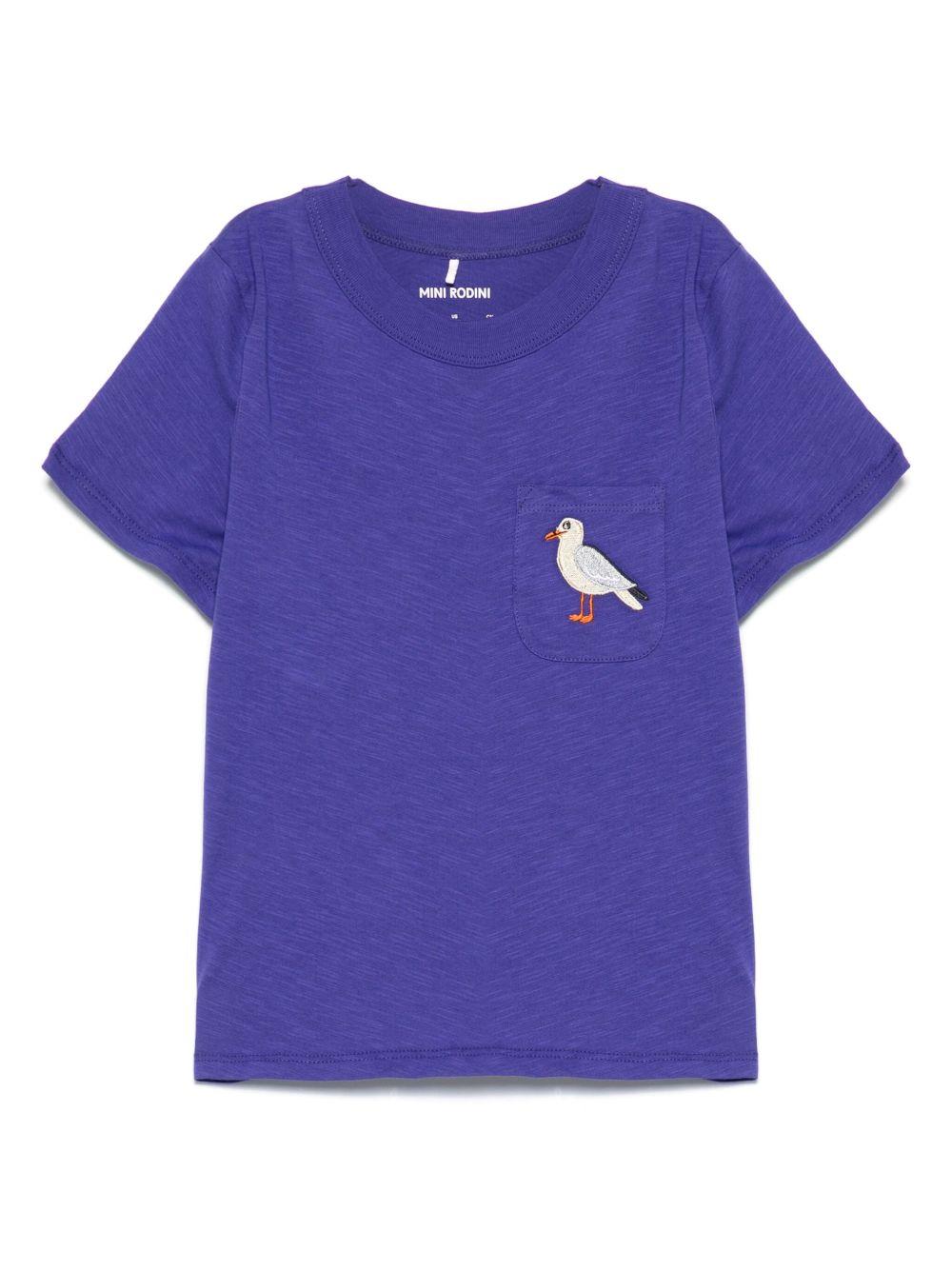 T-shirt per bambina Mini Rodini viola con tasca applicata sul petto 2522013645 PURPLE MINI RODINI 