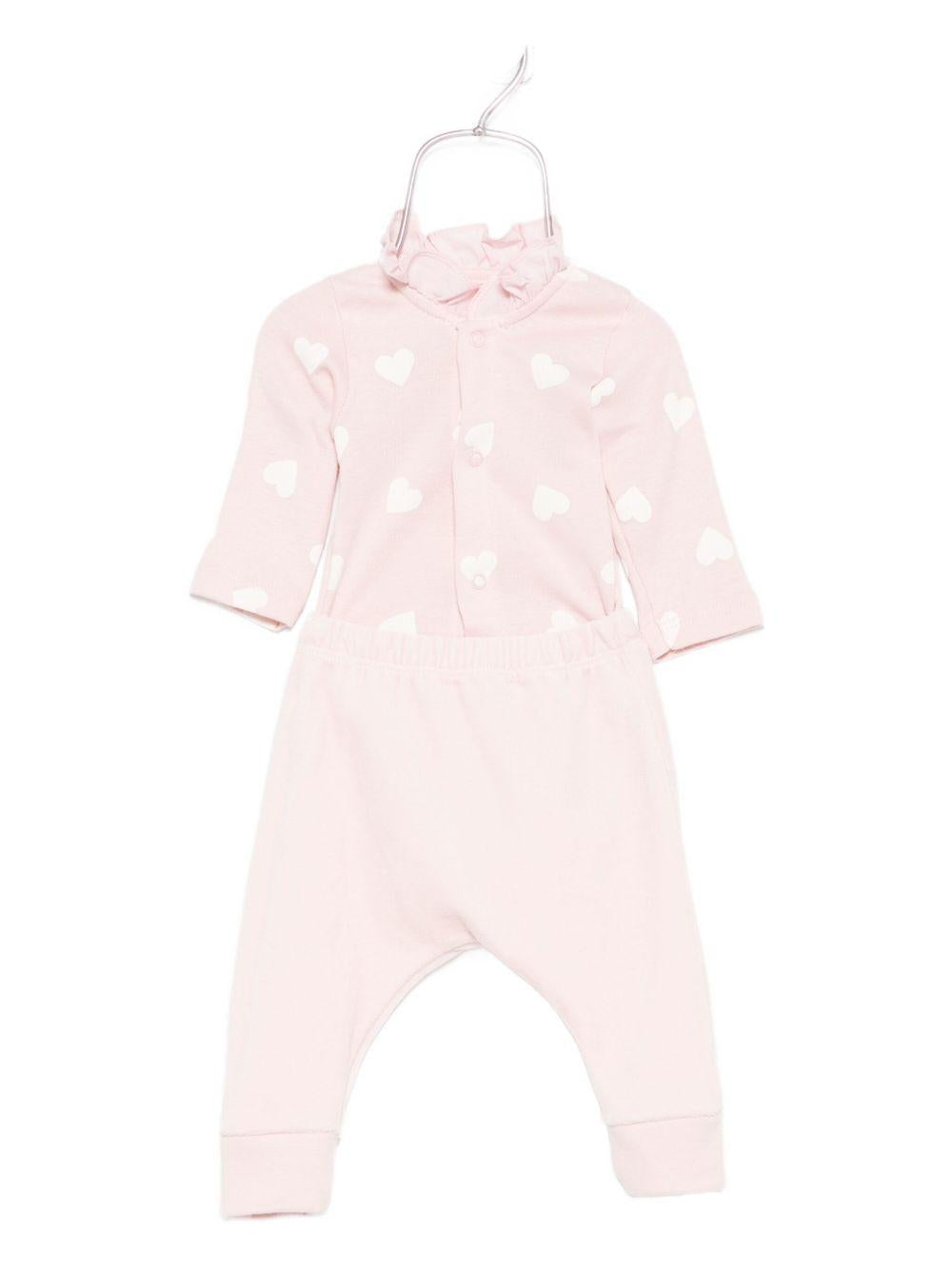 Set tutina e cardigan per neonata Petit Bateau rosa con motivo a cuori A0EKX 01 PETIT BATEAU 
