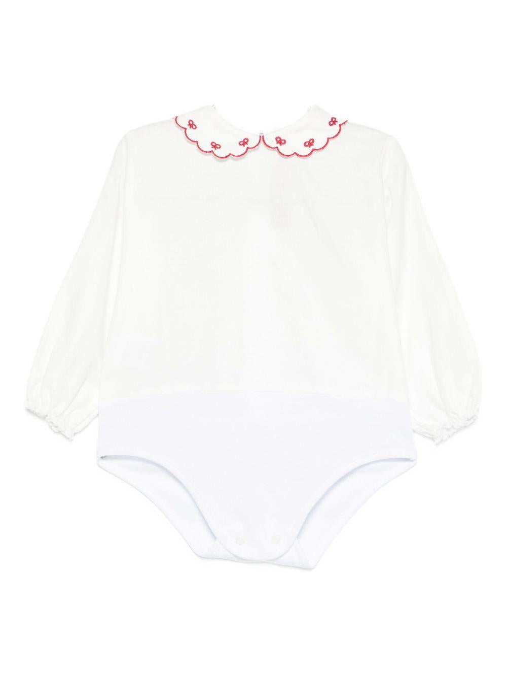 Tutina per neonata La Stupenderia bianca con colletto con dettagli rossi 1TBBD04 B01RED LA STUPENDERIA 