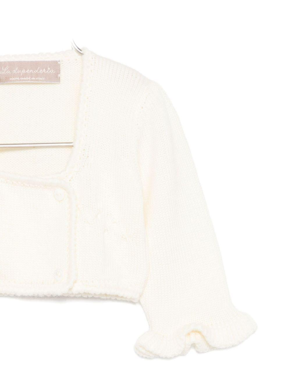Cardigan per neonata La Stupenderia bianco con polsini arricciati 1WCSC62 802 LA STUPENDERIA 