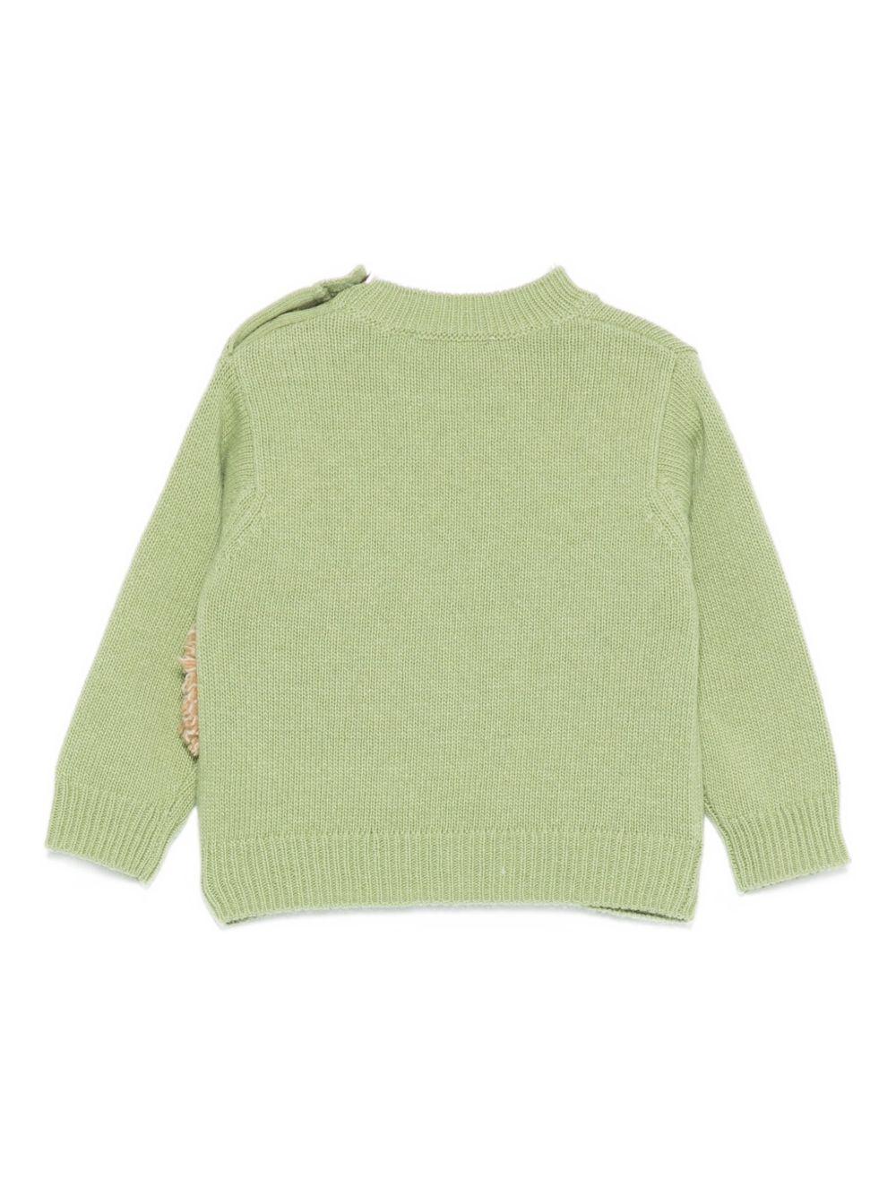 Maglione per neonati Il Gufo verde con applicazione riccio sul fianco A25GMA0021EM220 517 IL GUFO 