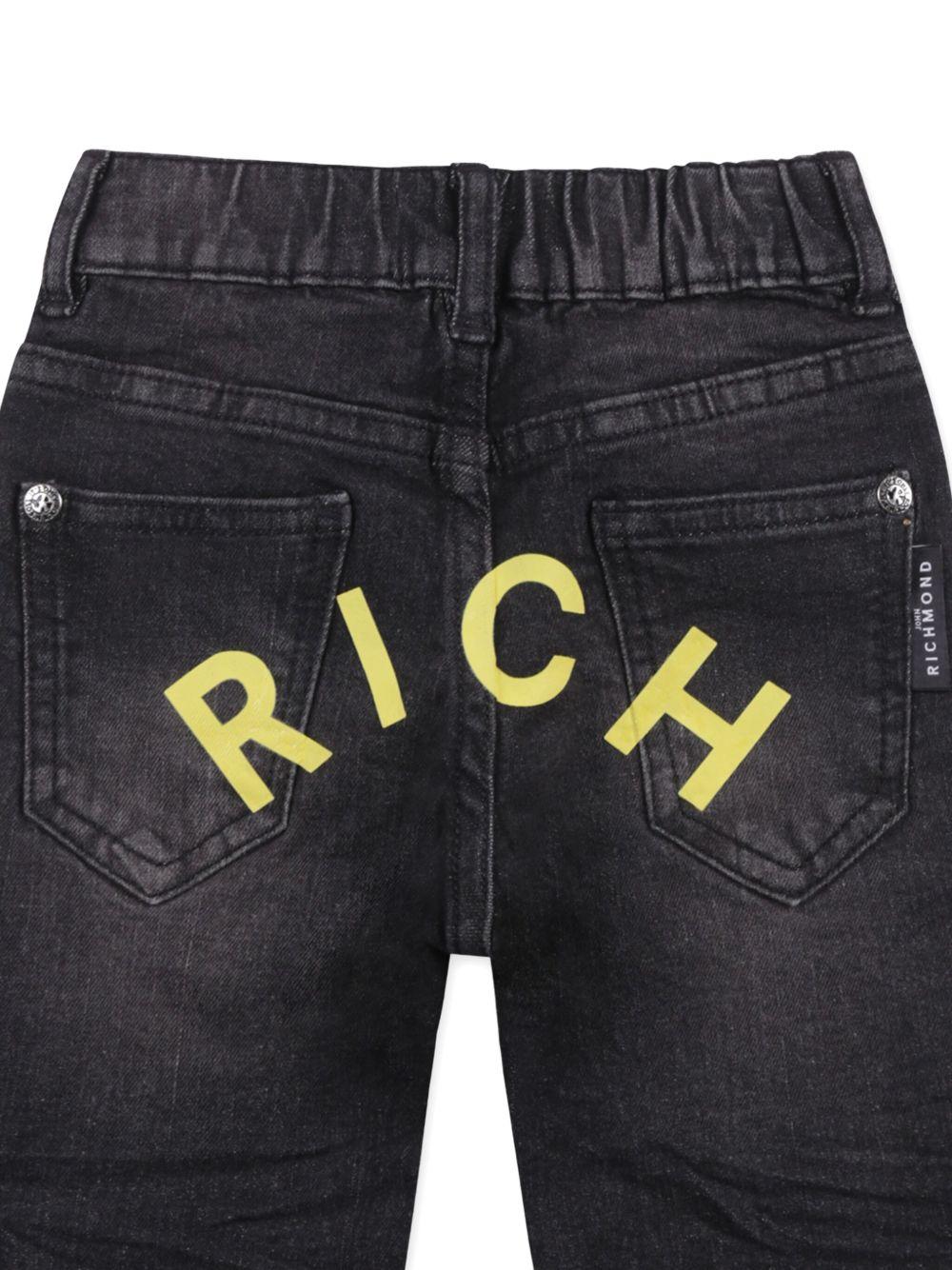 Jeans dritti per neonato John Richmond Junior nero con design a cinque tasche RIP25065JE DENIM BLACK JOHN RICHMOND JUNIOR 