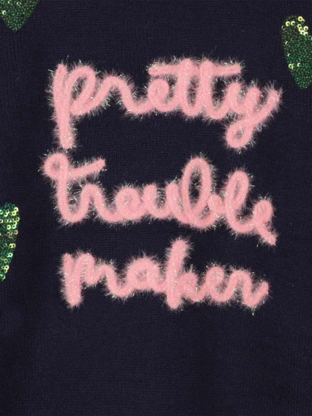 Maglione per bambina Billieblush blu con grafica "Pretty Trouble Maker" U21378 85T BILLIEBLUSH 