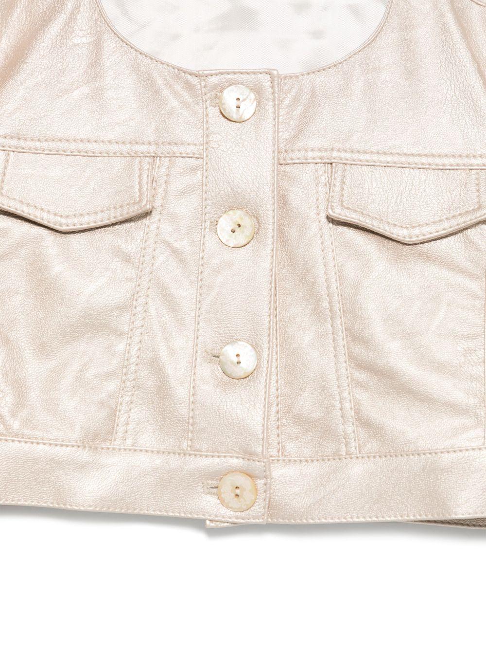 Giacca per bambina Colorichiari beige modello crop senza colletto FJ808178 3839 21 COLORICHIARI 