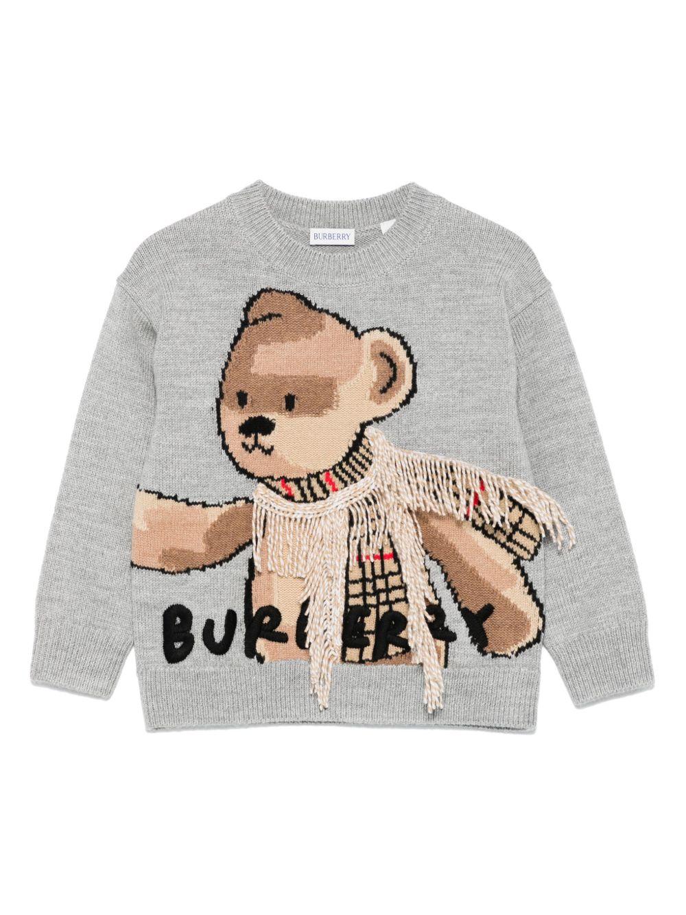 Maglione per bambino Burberry Kids grigio con orso Thomas 8109458 A1373 BURBERRY KIDS 