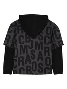 Felpa per bambino Marc Jacobs Kids grigia con logo all-over e maniche nere a contrasto W60626 075 THE MARC JACOBS KIDS 