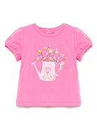 T-shirt Teddy Bear per neonato Moschino Kids rosa con girocollo MIM02BLBA10 50533 MOSCHINO KIDS 