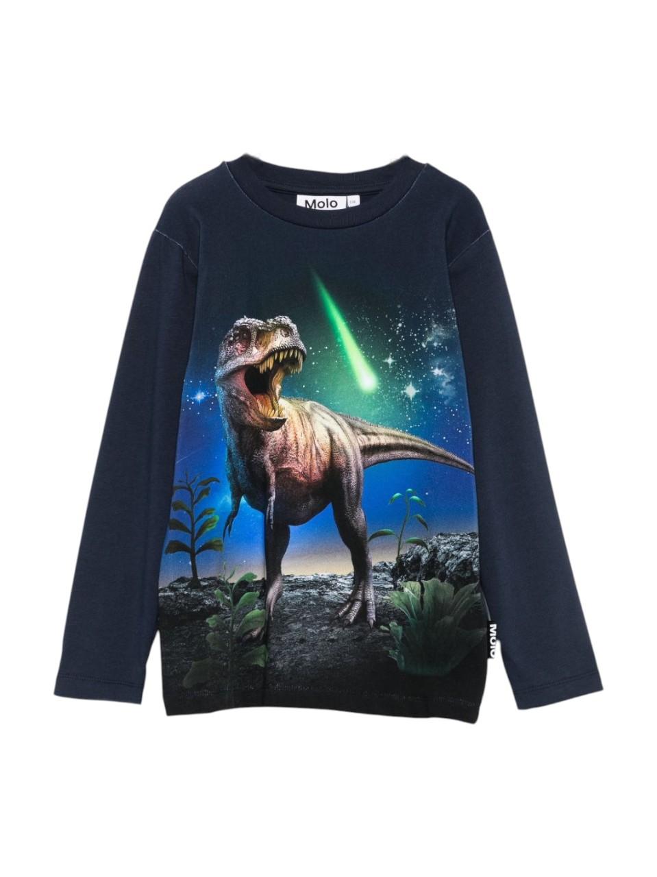 T-shirt per bambino Molo blu con stampa dinosauro 1W25A403 4967 MOLO 