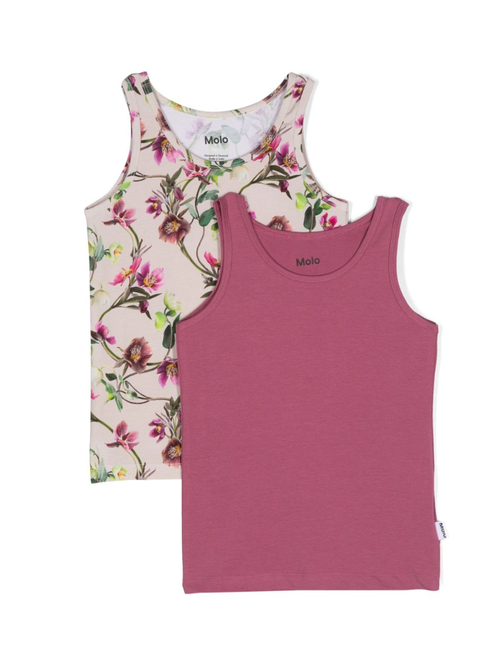 Canottiere per bambina Molo rosa e beige con stampa floreale (set di due) 2W24Q801 9207 MOLO 