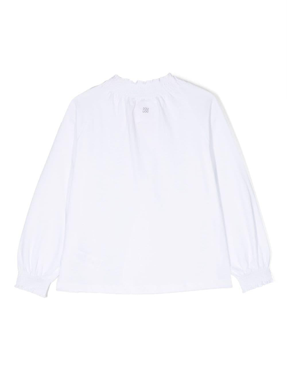 Blusa per bambina Douuod Kids bianco con ruches DT8A10 Z0761 100 DOUUOD 
