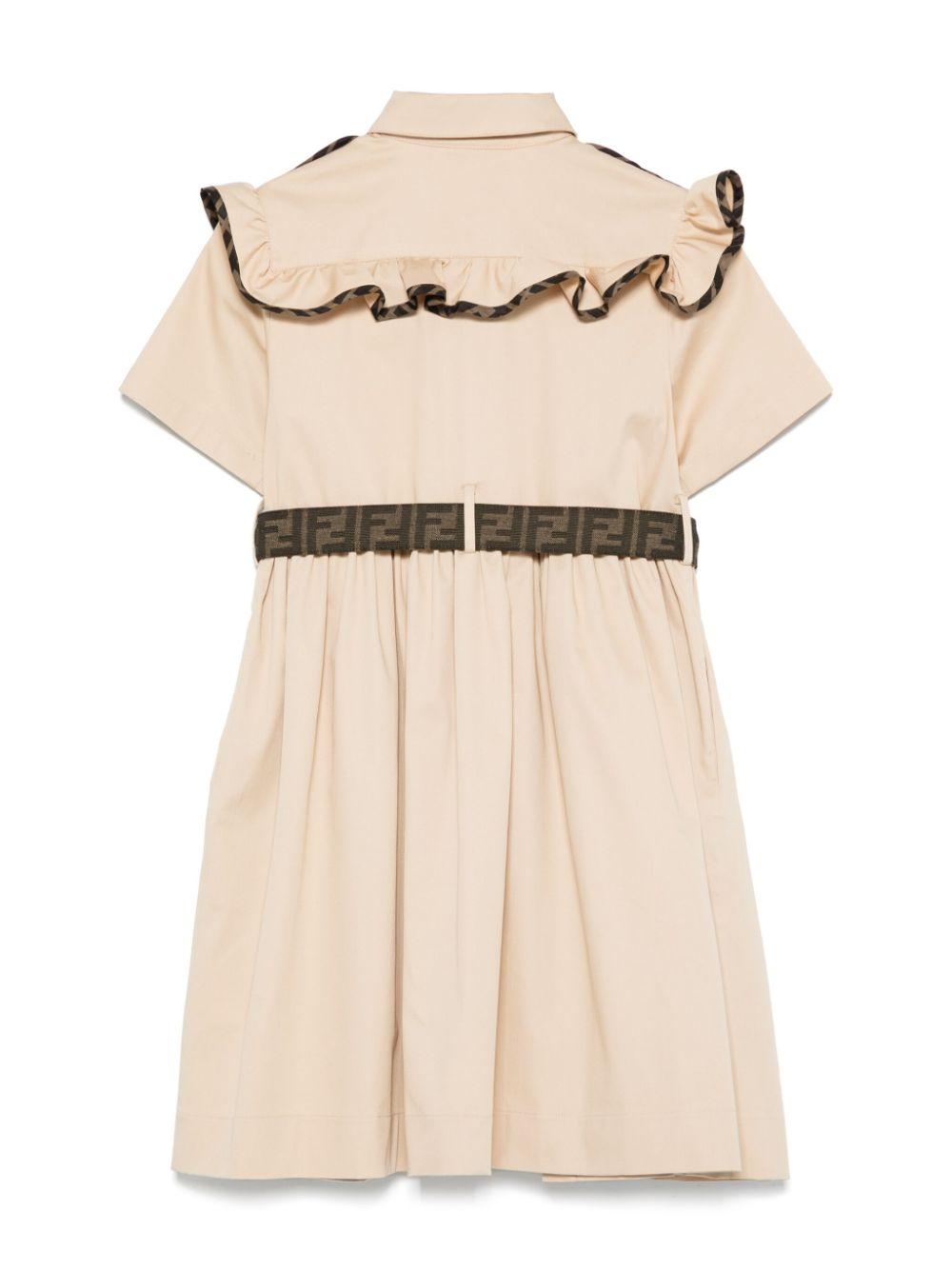 Abito junior in gabardina stretch per bambina Fendi Kids beige con apertura a bottoncini JFB734 ADEH F1P2P FENDI KIDS 