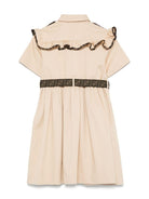 Abito junior in gabardina stretch per bambina Fendi Kids beige con apertura a bottoncini JFB734 ADEH F1P2P FENDI KIDS 