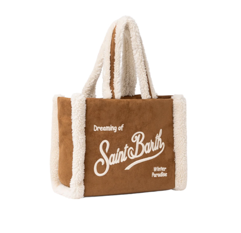 Borsa Colette per bambina MC2 Saint Barth Kids marrone con dettagli in shearling COL0031 00486I MC2 ST. BARTH KIDS 