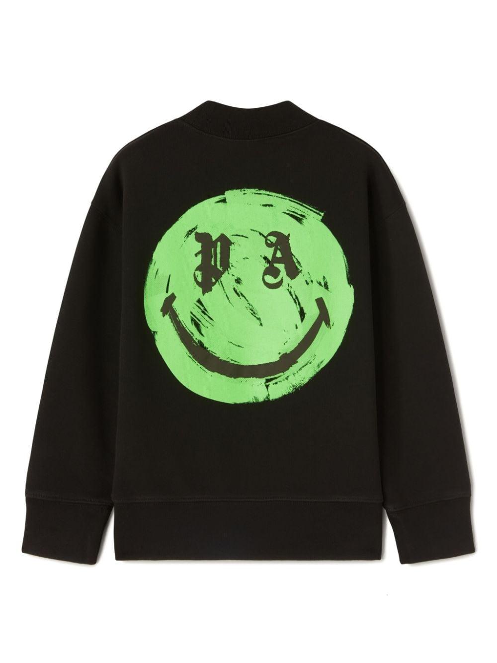 Felpa x Smiley per bambino Palm Angels Kids nero con girocollo PBBA012F24FLE007 1055 PALM ANGELS KIDS 