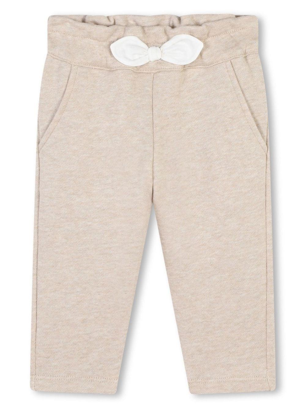 Pantaloni con fiocco per neonato Chloé Kids beige con taglio straight C20301 C03 CHLOE' KIDS 
