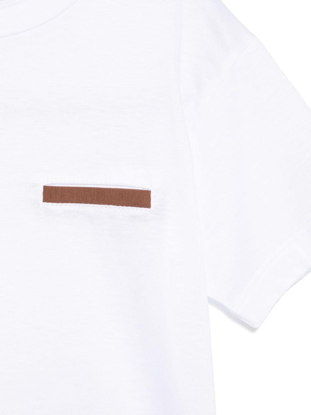 T-shirt per bambino Paolo Pecora Kids bianco con finto dettaglio tasca PP3887 B-TABACCO PAOLO PECORA KIDS 