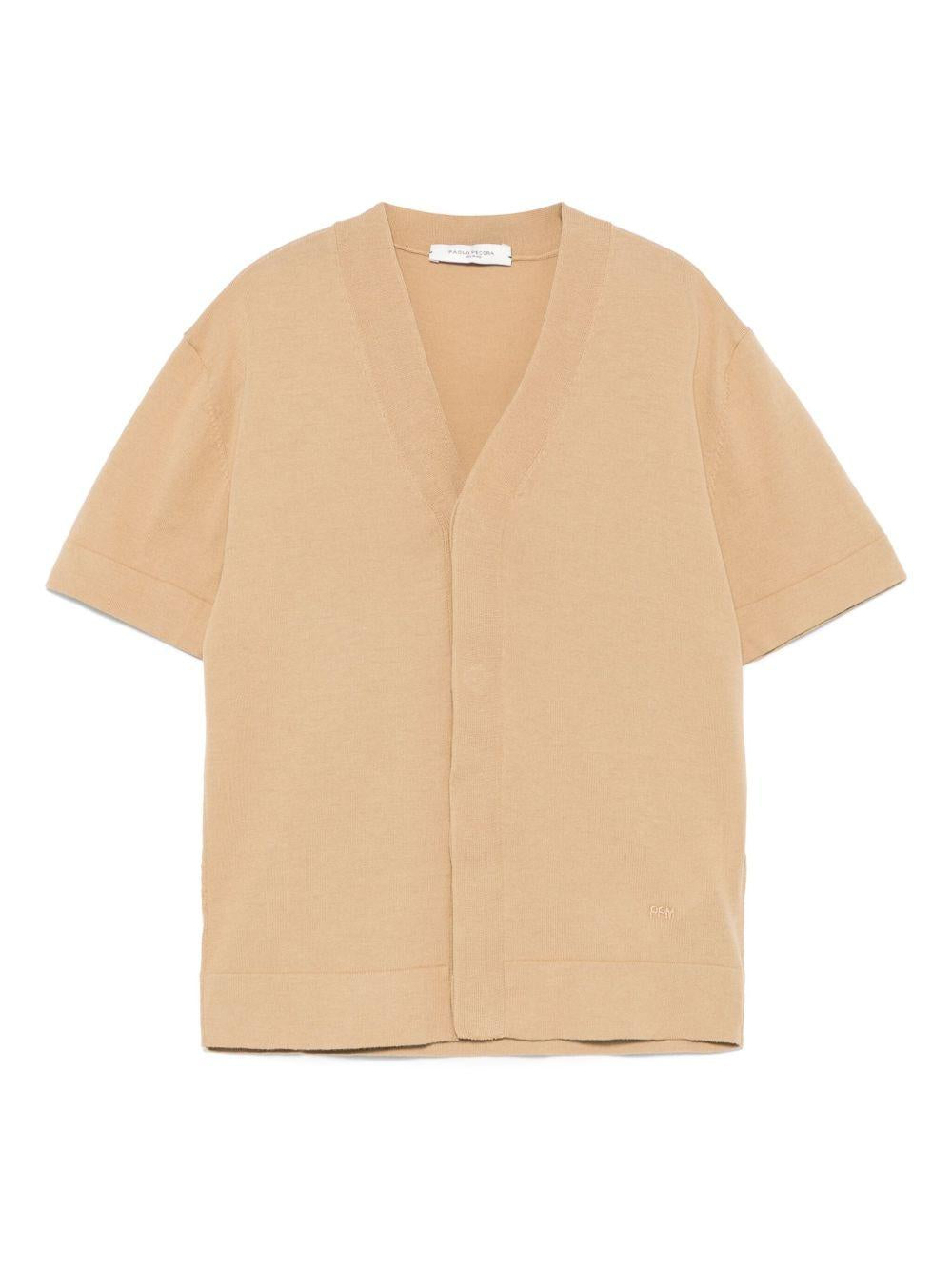 Cardigan a maglia fine per bambino Paolo Pecora Kids marrone con scollo a V PP3987 BEIGE PAOLO PECORA KIDS 