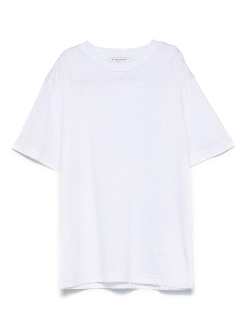 T-shirt per bambino Paolo Pecora Kids bianco con logo ricamato PP3906 BIANCO PAOLO PECORA KIDS 