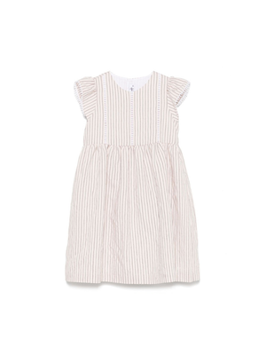 Pink Il Gufo dress for girls with vertical stripes