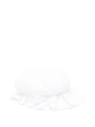 Cappello per neonata La Stupenderia  bianco in lino con fascia elasticizzata e corona piatta TBCP58 D01 LA STUPENDERIA 