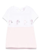 T-shirt per neonata Monnalisa bianco e rosa con strass 39E600 5002 9990 MONNALISA 