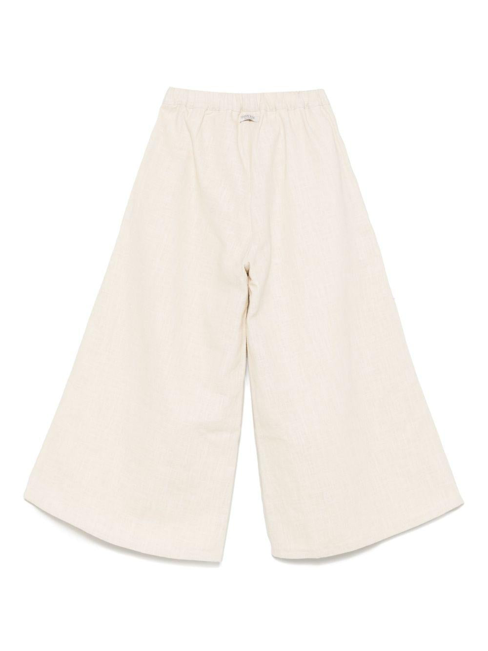 Pantaloni per bambina Donsje beige con applicazione a fiori 4092302 00037 DONSJE 