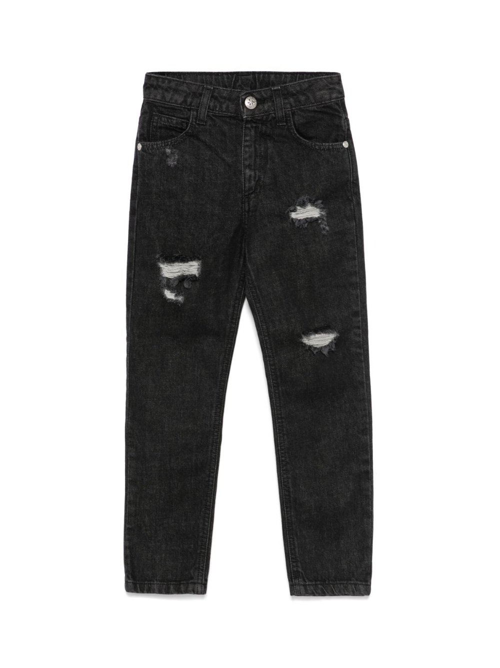Jeans dritti con effetto vissuto per bambino John Richmond Junior nero con passanti RBP25181JE DENIM BLACK JOHN RICHMOND JUNIOR 