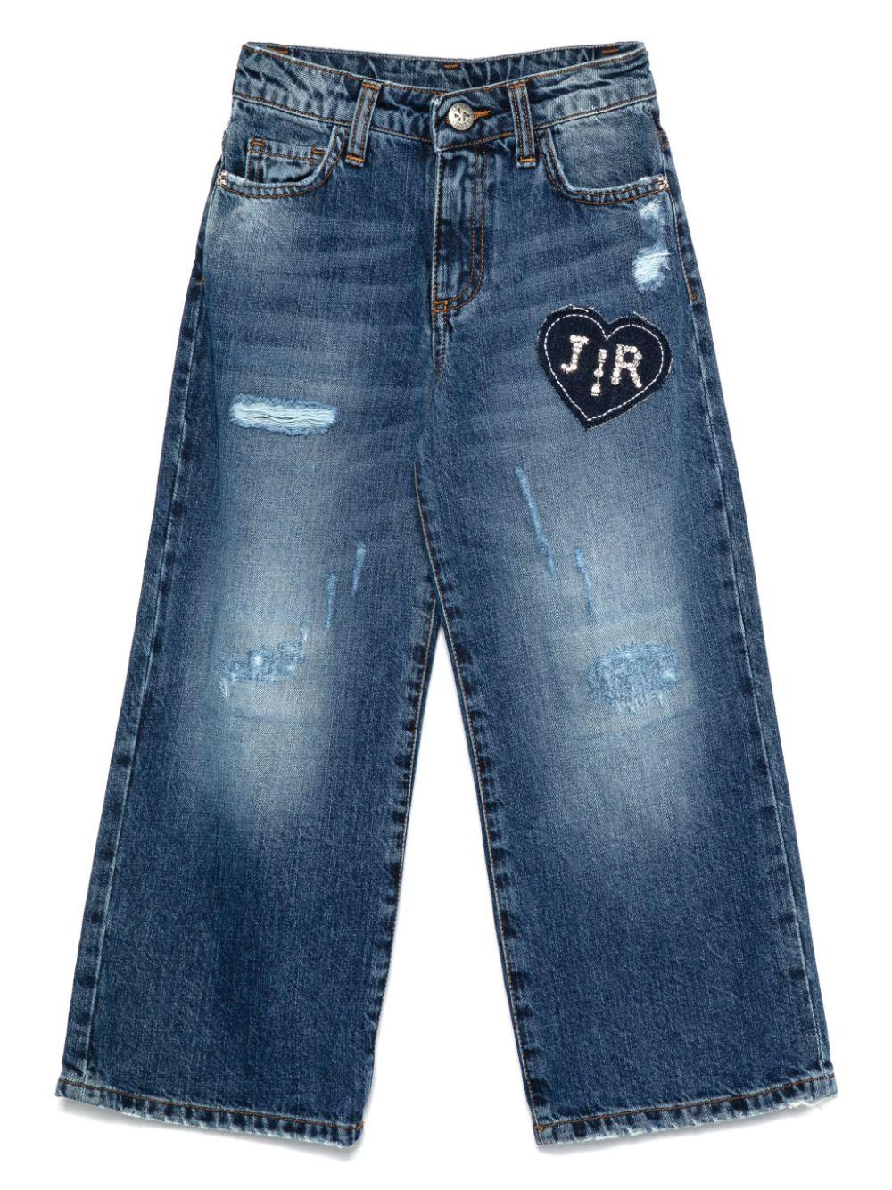 Jeans con toppa con logo per bambina John Richmond blu con effetto consumato RGA24126JE DENIM BLUE MEDIUM JOHN RICHMOND JUNIOR 