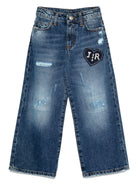 Jeans con toppa con logo per bambina John Richmond blu con effetto consumato RGA24126JE DENIM BLUE MEDIUM JOHN RICHMOND JUNIOR 