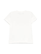T-shirt per neonata Versace Kids bianco con stampa logo e chiusura a pressione sulla spalla 10185701A13874 2W110 VERSACE KIDS 
