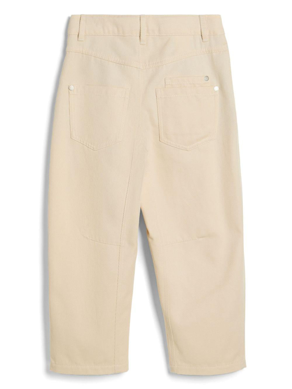 Pantaloni per bambino Brunello Cucinelli Kids beige con dettaglio a catena Monili BB113P217 C7992 BRUNELLO CUCINELLI KIDS 