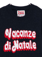 Maglione per bambino MC2 Saint Barth Kids blu con scritta "Vacanze di Natale" DOU0001 00013I MC2 ST. BARTH KIDS 